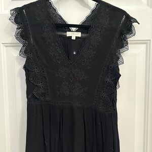 Adiva black blouse with beautiful lace detail on bodice. EUC.